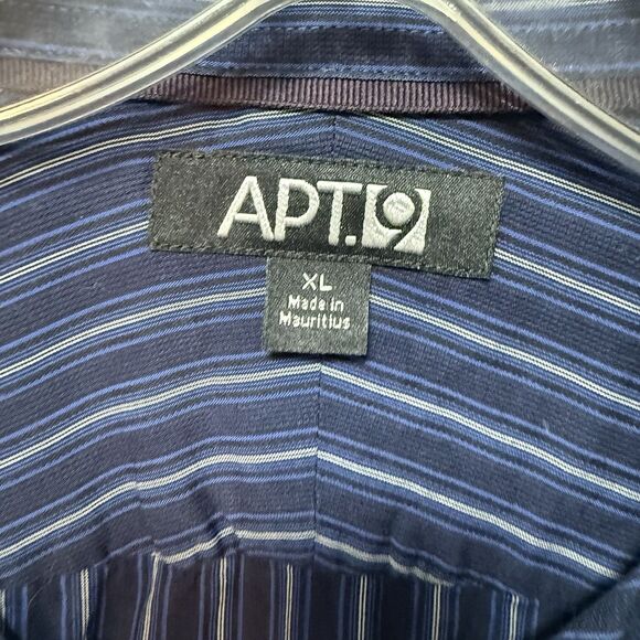 Mens Apt 9 Button Up Casual Shirt - Long Sleeve - Size XL Blue Striped - Picture 3 of 16